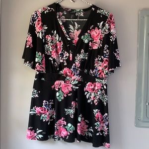 Torrid black floral top size 1